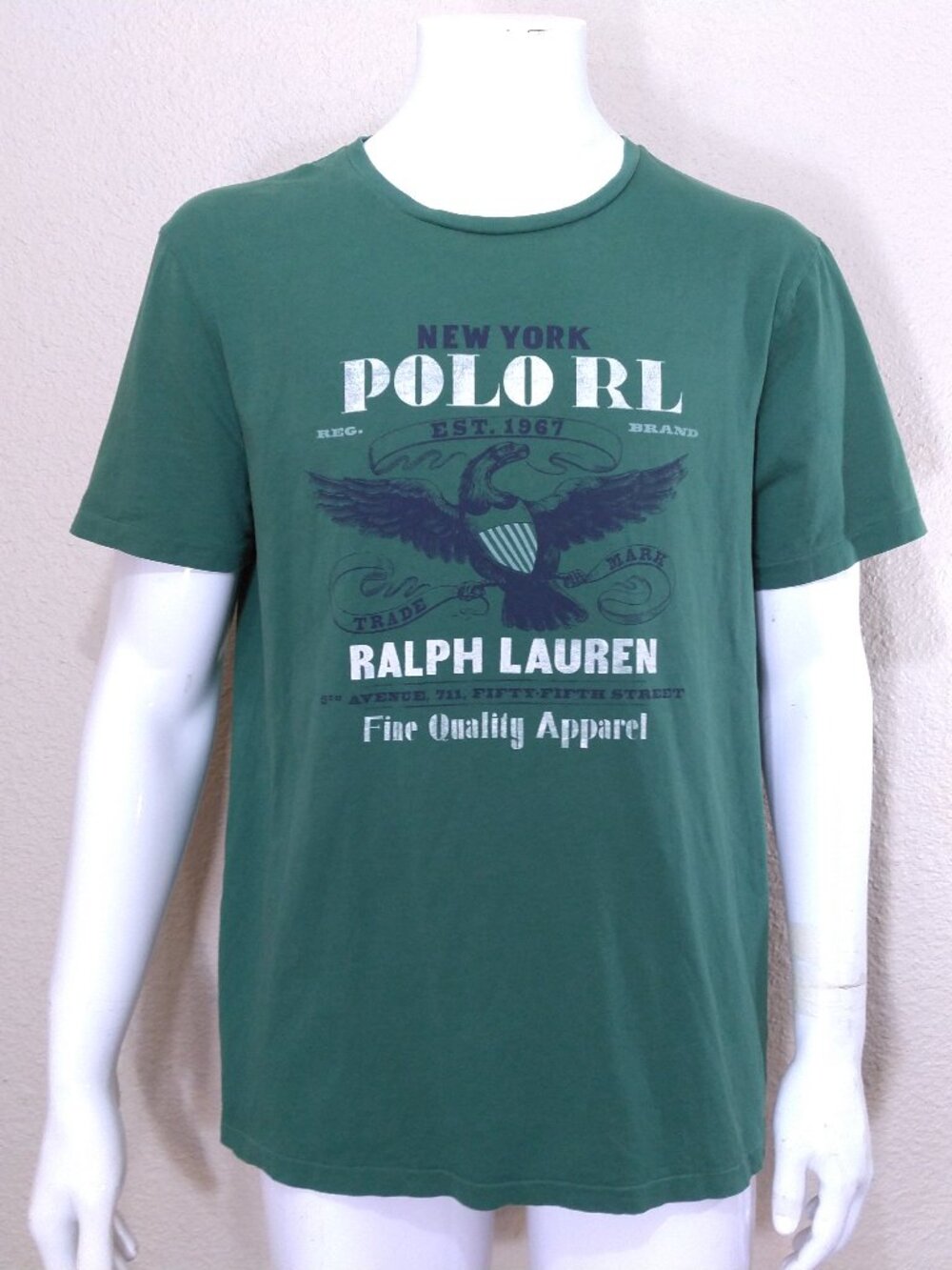 POLO RALPH LAUREN T Shirt LARGE Green MULTICOLOR New York BALD EAGLE American RL
